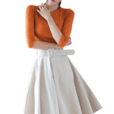 

Autumn Fall Women Long Sleeve T-shirt Fashion Solid Color Round O Neck Slimming Sexy Tight Bottom Knitted T-Shirts