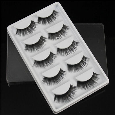 

5 Pairs 3D Mink Eyelashes Soft Long Natural False Fake Long Thick Handmade Lashes Makeup Flase Eyelashes Comstics Natural Black