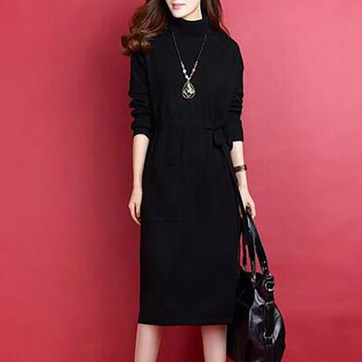 

winter dress long sleeve autumn knit maxi long dresses lady elegant solid streetwear large size Vestido de mujer