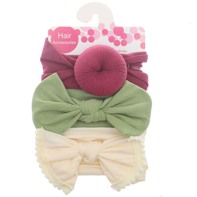 

3 Pcs Baby Girl Bowknot Elastic Headbands Holiday Party Hair Band Headwear Accessories