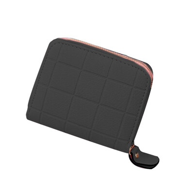 

Fashion Plaid Embossing Solid Color Zipper Women Purse Card Cash Holder Pouch