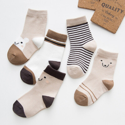 

5 Pair Baby Boys Girls Cute Socks 0-9T Cartoon Stripe Pattern Socks Set Cotton Warm Floor Socks Leg Warmer