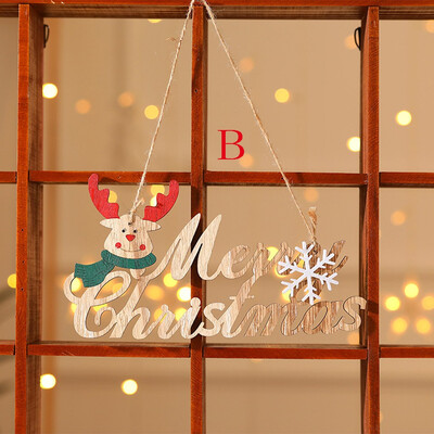 

Gobestart Christmas Wooden Pendant Christmas Tree Tag Scene Decoration Pendant