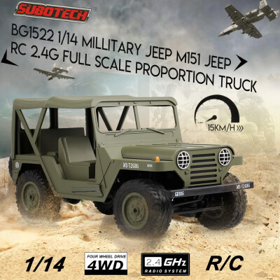 

SUBOTECH BG1522 114 Millitary Jeep M151 Jeep RC 24G Full Scale Proportion 4WD 15KMh Millitary Truck Off-road Buggy Car