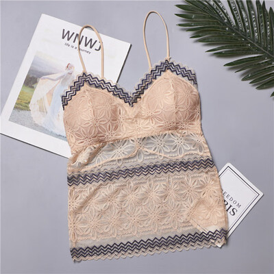 

Sexy Backless Strappy Lace Top Women Contrast Color Floral Embroidery Transparent Lingerie Ladies Camisoles Woman Underwear