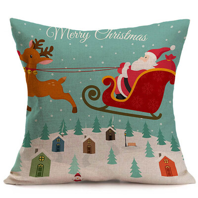 

Siaonvr Merry Christmas Linen Pillow Cases Sofa Cushion Cover Home Decoration