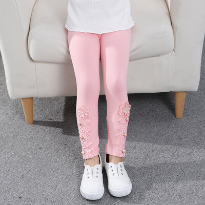 

Kids girls leggings Autumn Winter Lace Embroidered Thick Warm Pants Casual Sweet Slim Baby Girls Trousers Children Clothes