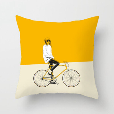 

Yellow Polyester Pillow Case Sofa Car Waist Throw Cushion Cover Home Decoration