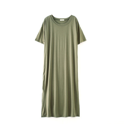 

Dress For Pregnant Women Loose Modal Nightdress Solid Color O-neck Half Sleeve Dress Large Size Fat MM Nightdress