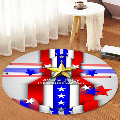 

Toponeto Independence Day Pattern Round Flannel Bathroom Kitchen Carpet 60cm