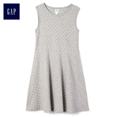 

GAP flagship store childrens clothing girls summer polka dot pattern wide swing sleeveless dress 336836 hemp gray