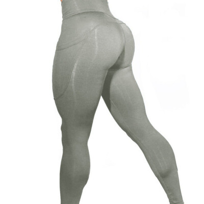 

High Waist Pocket Sports Women Solid Push Up Yoga Pants Elastic Fitness Gym Leggings Female Training Energy Pants