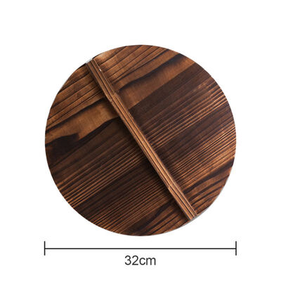 

Chinese Nature Fir Handmade Export Anti-hot Pot Cover Iron Hypotenuse Cover Wok Wooden Pan Handle Kitchen Accessories