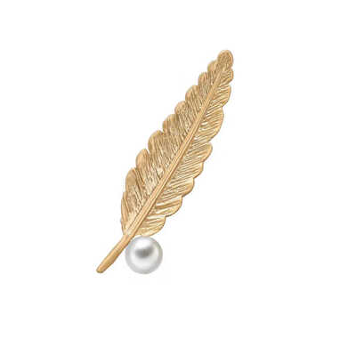 

Vintage Elegant Golden Plume Brooches Pin Antique Feather Breastpin Men Women Clothes Decors