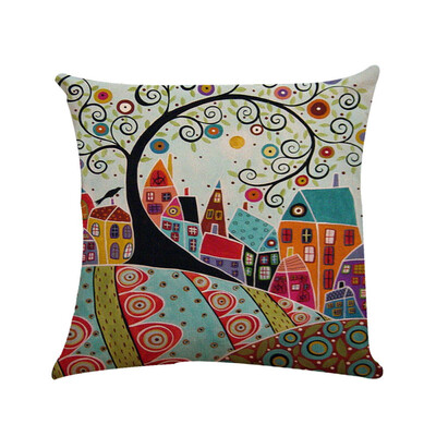 

Tailored Oil Painted Pillow Case Cotton Bend Linen Cushion Cover Sofa Decorative Square
