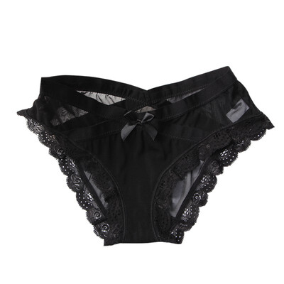 

Hot Sexy Bow Net Yarn Lace Wrap Intimates Women Underwear Transparent Lingerie Panties Briefs