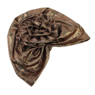 

6 Colors Muslim Women Silk Flower Turban Hijab Hat Stretch Chemo Hats For Hair Accessories
