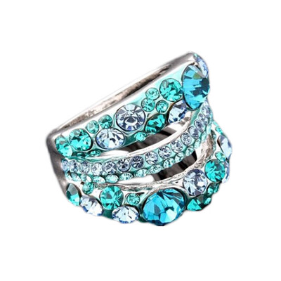 

Popular HOT Full Diamond Crystal Wedding Ring Couple Lover Engagement Finger Ring