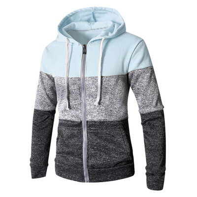 

Toponeto Mens Patchwork Winter Casual Long Sleeve Slim Pocket Fit Hoodies Blouse Top