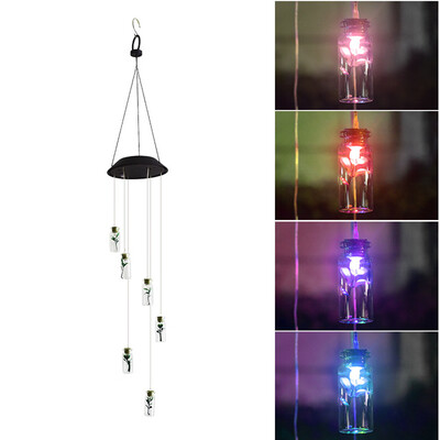 

〖Follure〗Solar Powered Wind Chime Light LED Garden Hanging Spinner Lamp Color Changing