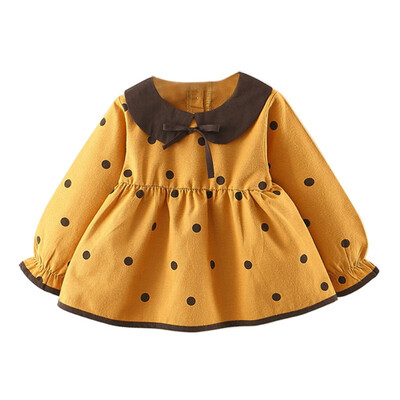 

Spring Children Girls Dresses Children Clothing Kids Girls Solid Color Polka Dot Print One-piece Size 80-110