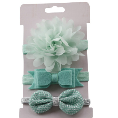 

3pcsset Baby Girl Accessories Green Flower Headband Korean Style Bow knot Party Princess Dress Decoration High Quality