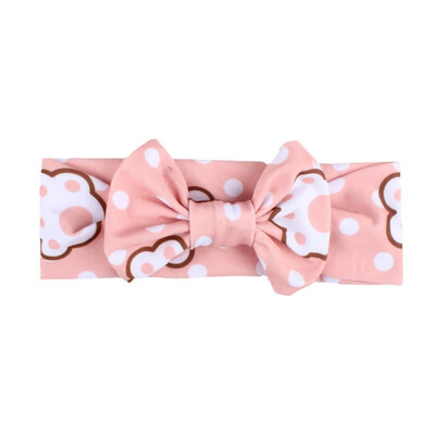 

New Europe America Baby Cartoon Print Milk Silk Headband Baby Girls Bow Headwear Hair Accessories 0-6Y