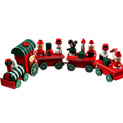 

〖Follure〗4 Pieces Wood Christmas Xmas Train Decoration Decor Gift