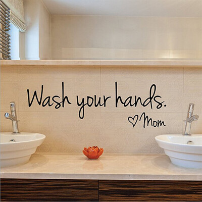 

Wash Your Hands Love Mom PVC Waterproof Wall Sticker Stylish DIY Decoration Decal for Bathroom Kitchen
