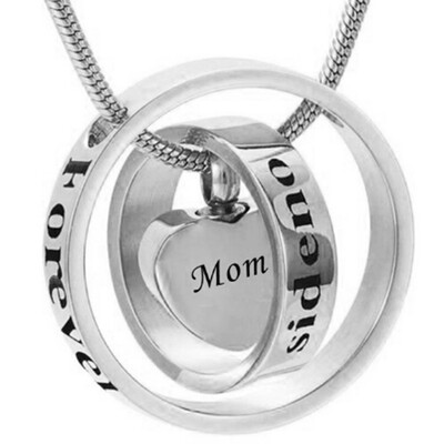 

Stainless Steel Cremation Urn Pendant Mom Dad Letter Print Love Heart Necklace Memory Keepsake Humans Cremation Ashes Pendant