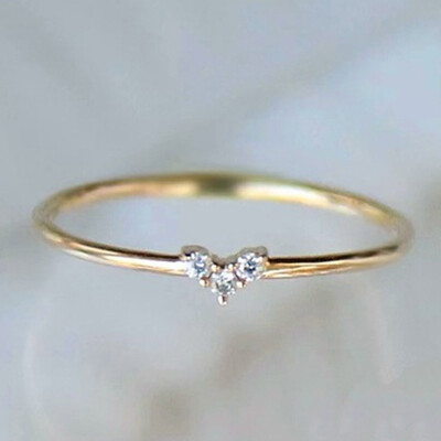 

New Love Shape Small Diamonds Thin Ring Delicate Small Fresh Japanese Style Ring