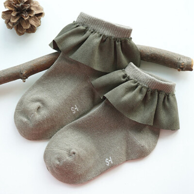 

Baby Girls Kids Faux Suede Lace Cotton Socks Princess Soft Trim Baby Toddler Short Socks