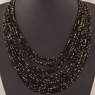 

Fashion Boho Necklace Womens Jewellery Beads Multilayer Choker Statement Pendant