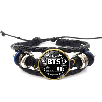 

Kpop BTS DIY Fashion Time Gem Manual Weaving Flanging Bracelet Pair Bracelet