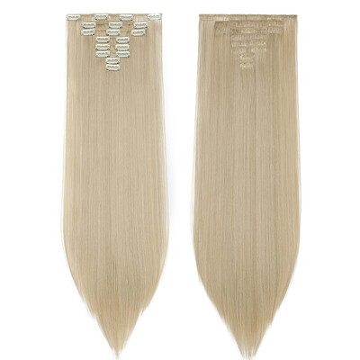 

Full Head Clip Synthetic in Hair Extensions 8 Piece 18 Clips Hairpiece Long Wave Curly Straight for Women