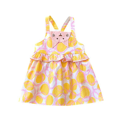 

Hot Summer Casual Baby Girls Cartoon Cat Dress Kids Toddler Sleeveless Pageant Strap Sundress