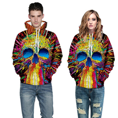 

Toponeto Couples Scary Halloween 3D Printed Party Long Sleeve Hoodie Sweatshirt Top