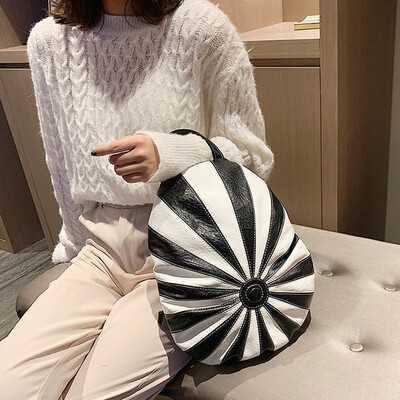 

Tailored Fashion Women Leather Shoulder Bags Striped Backpack Student School Packages