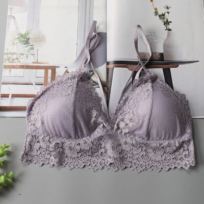 

Sexy Women Padded Bras Wireless Thin Underwear Women Seamless Deep V-Neck Lace Bras