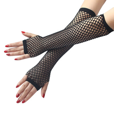 

Womens Fingerless Fishnet Gloves Hollow Out Holes 80s Dance Costume Party Decorations- Assorted Colors