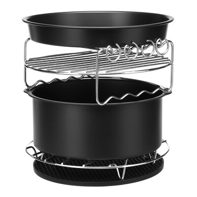 

12Pcs Black Air Fryer Accessories Cooking & Baking Set Dish Pan & Rack