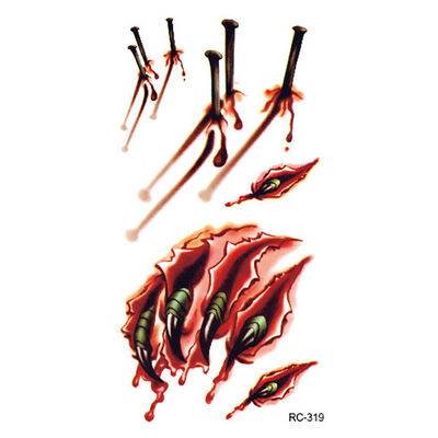 

New Halloween Zombie Scar Tattoo with False Knot Blood Makeup Halloween Decoration Wound Scary Blood Injury Waterproof Sticker