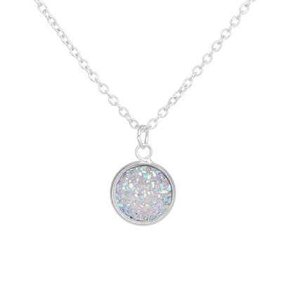 

Creative Style 925 Silver Plated Handmade Crystalline Necklace Dyed Natural Stone Lock Bone Chain Necklace