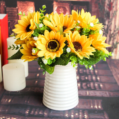 

DIY Home Bouquet Sunflower Artificial Posy Flower Silk Flowers Phantom Simulation Decoration Flores Artificiales
