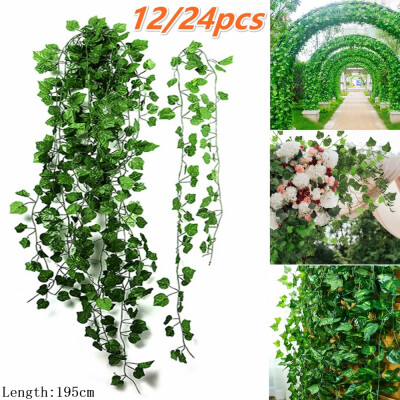 

1224PCS Artificial Ivy Leaf Garland Plant Vine Fake Foliage Flower garden hotel Home Wedding Decor