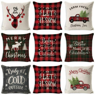 

18" Christmas Cushion Cover Pillow Case Square Festive Sofa Bed Home Décor Xmas