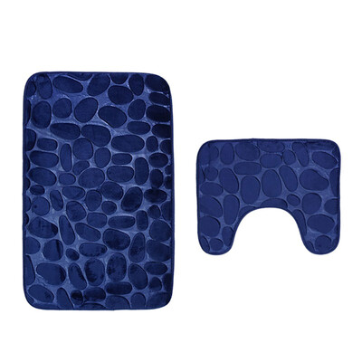 

OCHINE 5080cm 3D Cobblestone Toilet Mat Set Two-piece Bathroom Carpet