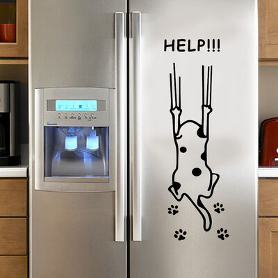 

Gobestart Cute Sticker Fridge Happy Delicious Cat Kitchen Fridge Wall Stickers Art