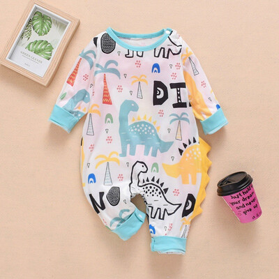 

Autumn Toddler Infant Baby Girls Boys Long Sleeve Cartoon Dinosaur Print Rompers Kids Casual Baby Girl Boys Jumpsuit