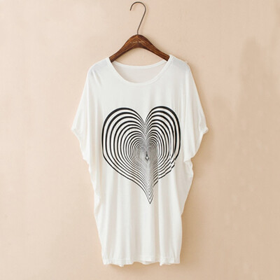 

High Quality 10 Kinds Of 2 Color Modal Casual Letters Animal Print Round Neck Bat Shirt Female T-shirt Blouse 3